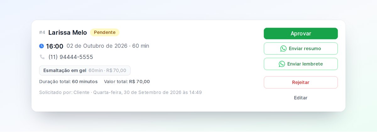 Agendamento pendente no Callen com os botões para aprovar e recusar